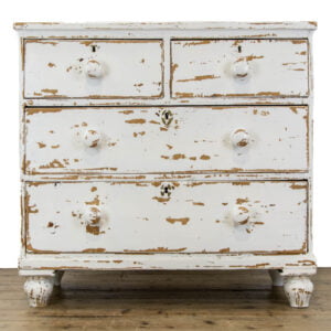M-3676 Distressed White Painted Antique Pine Chest of Drawers Penderyn Antiques (1)