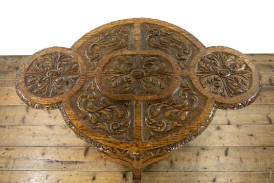 M-3880 Unusual Antique Carved Oak Side Table Penderyn Antiques (5)