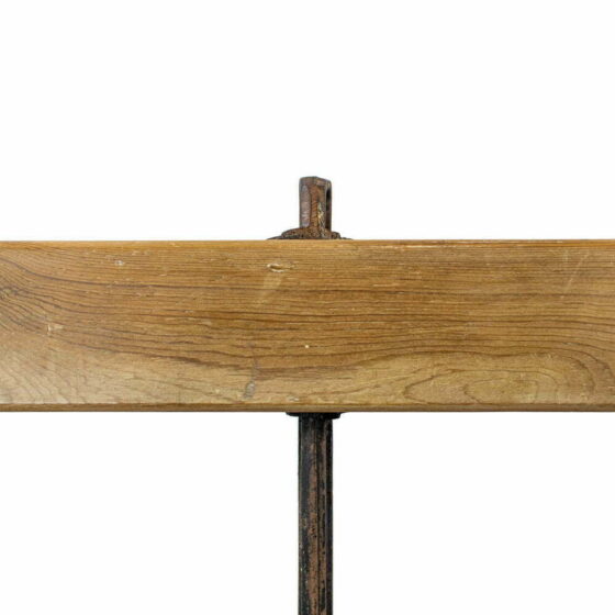 M-3669b Pair of Antique Pitch Pine Railway Station Bench (3)