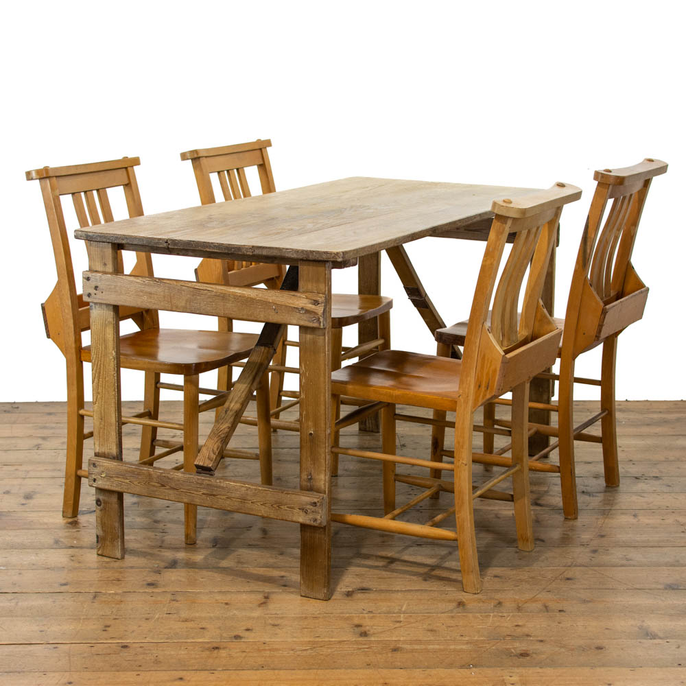 Oak Folding Table with Four Chapel Chairs | Penderyn Antiques
