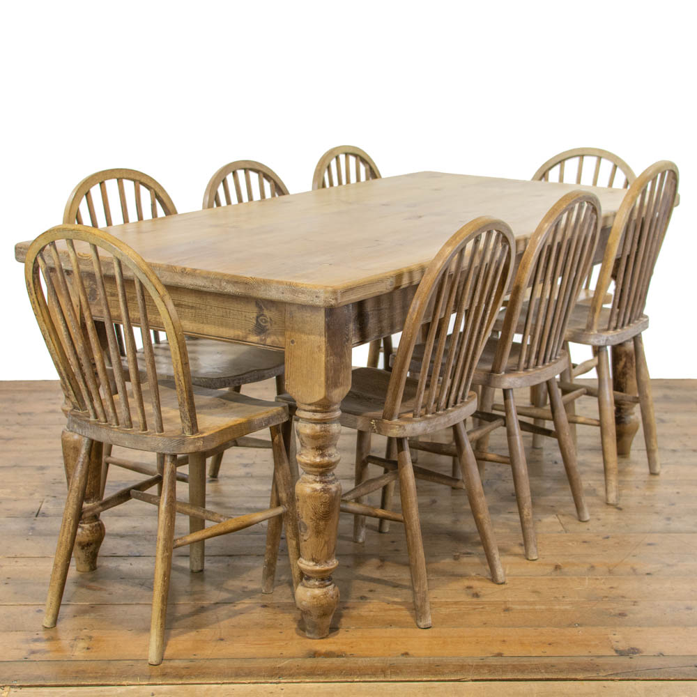 Large Antique Pine Farmhouse Kitchen Table | M-4300 | Penderyn Antiques