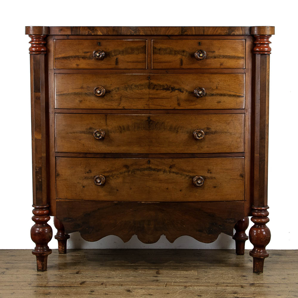 Large Antique Mahogany Bow Fronted Chest Of Drawers M 4422 Penderyn Antiques