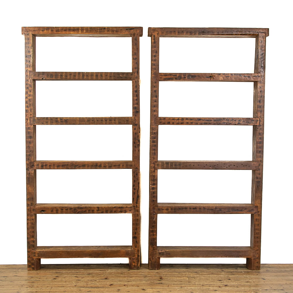 Pair of Large Rustic Open Shelving Units