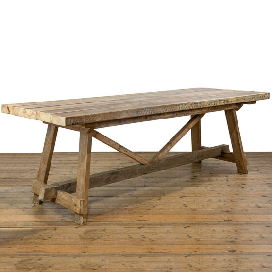 M-4774 Large French Farmhouse Style Pine Dining Table Penderyn Antiques (3)