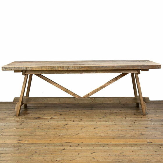 M-4774 Large French Farmhouse Style Pine Dining Table Penderyn Antiques (5)
