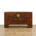 M-5127 Antique Early 20th Century Oriental Carved Camphor Wood Trunk Penderyn Antiques (1)