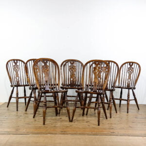 M-5350 Set of Ten Antique Ash and Elm Wheel Back Dining Chairs Penderyn Antiques 1