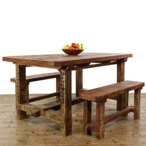 M-5372 Rustic Reclaimed Table and Benches Penderyn Antiques (1)