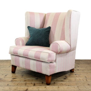 M-5386 Oversized Pink and Cream Striped Armchair Penderyn Antiques (1)