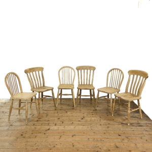 M-5295 Harlequin Set of Six Antique Kitchen Chairs Penderyn Antiques (1)