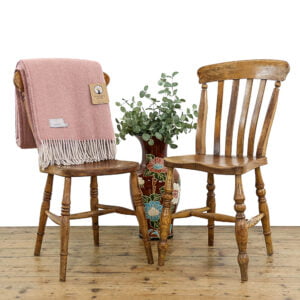 M-5373 Two Similar Antique Beech and Elm Kitchen Chairs Penderyn Antiques (1)