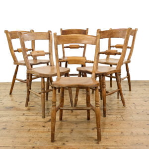 M-5395A Set of Six Elm and Beech Oxford Bar Back Kitchen Chairs Penderyn Antiques 1
