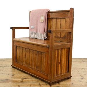 M-5426 Small Rustic Pine Settle Penderyn Antiques (1)
