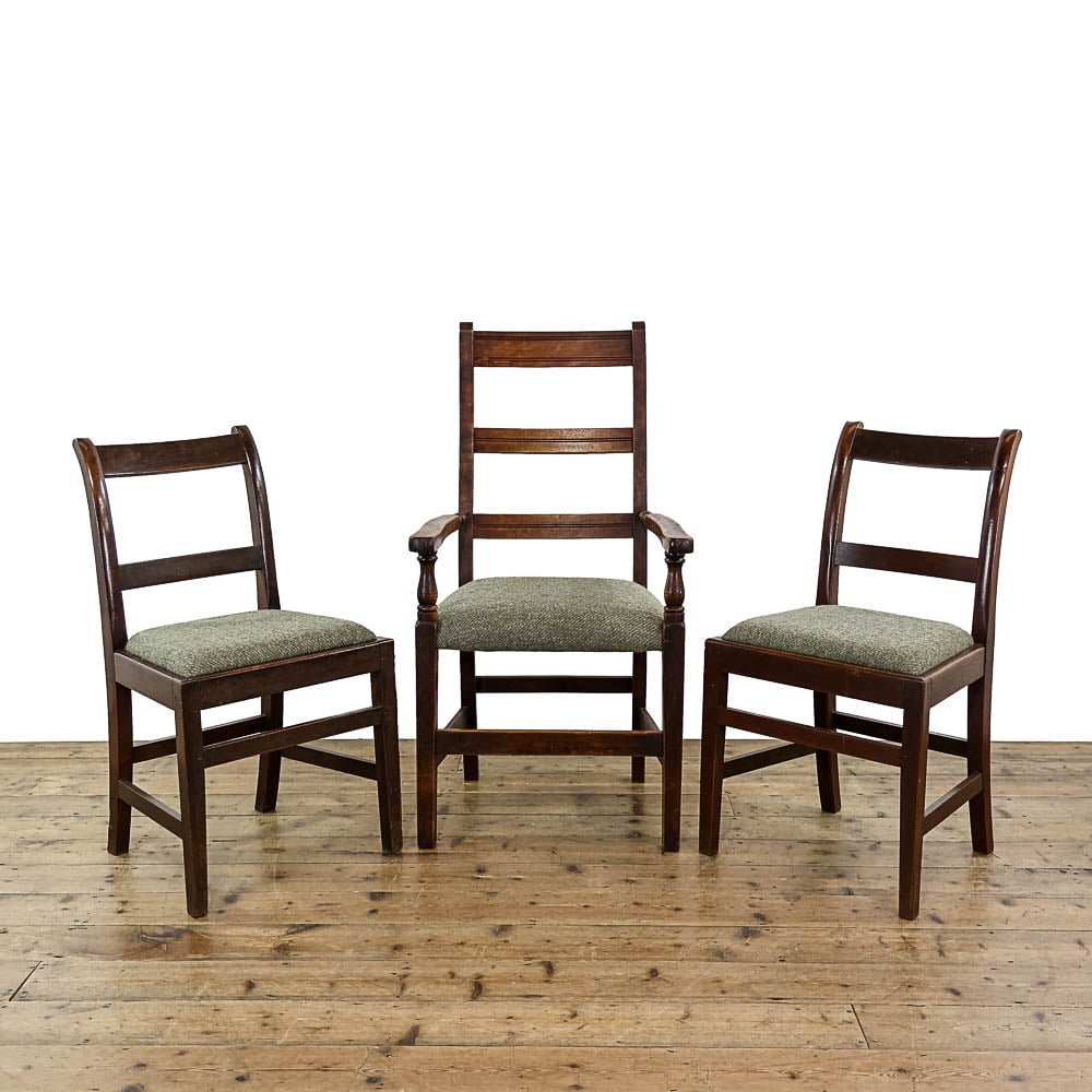 Set of Three Antique Victorian Upholstered Country Chairs