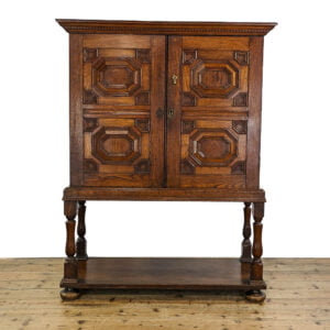 M-5451 Antique Charles ll Geometric Style Oak Cabinet Penderyn Antiques (1)