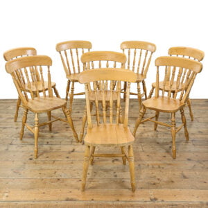 M-5467 Set of Eight Vintage Pine Kitchen Chairs Penderyn Antiques (1)